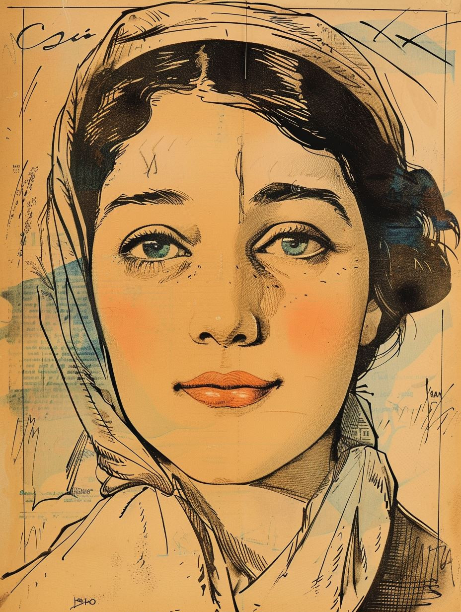 Four Vintage Stylized Female Portraits - Image 1