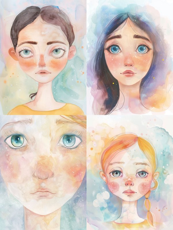 Dreamy Watercolor Portraits of Ethereal Girls