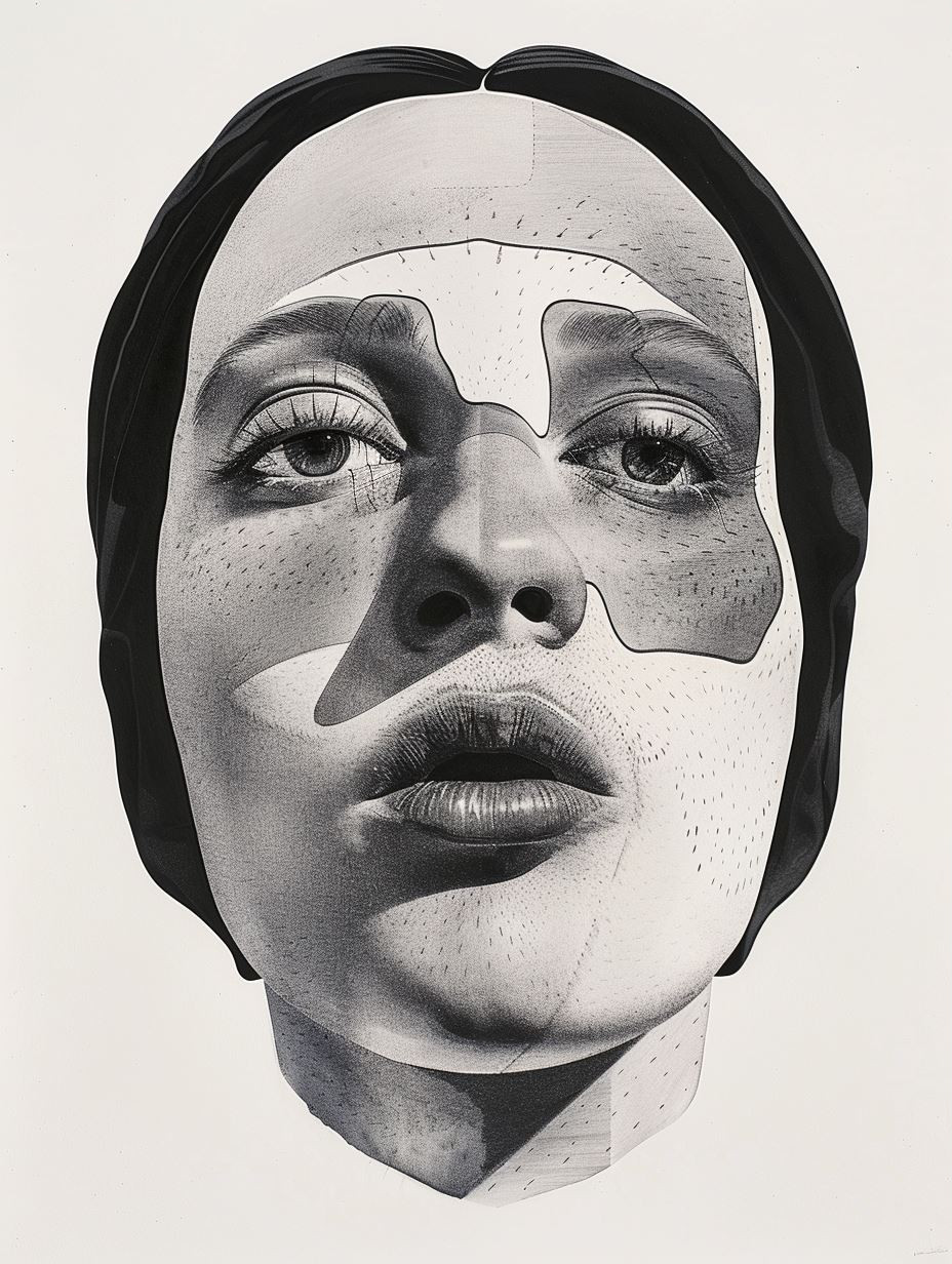 Botanical Fusion Monochrome Portrait - Image 3
