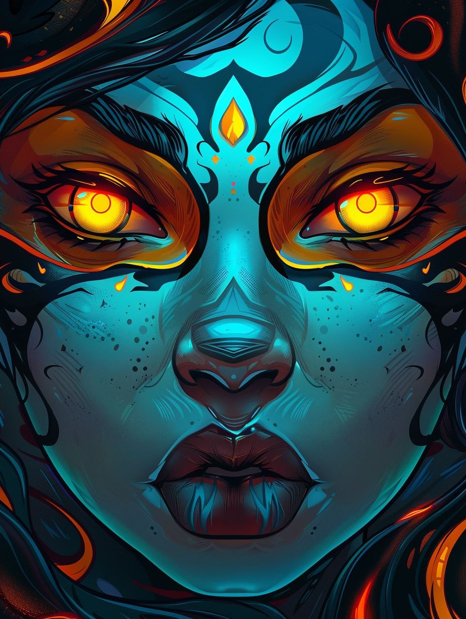 Celestial Azure Mystic Portrait - Image 2