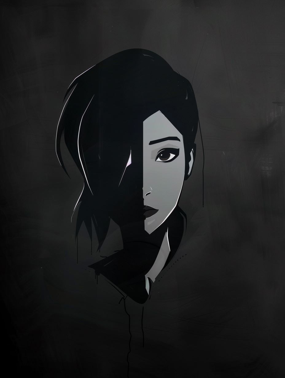 Crimson Gaze in Monochrome Shadow - Image 2