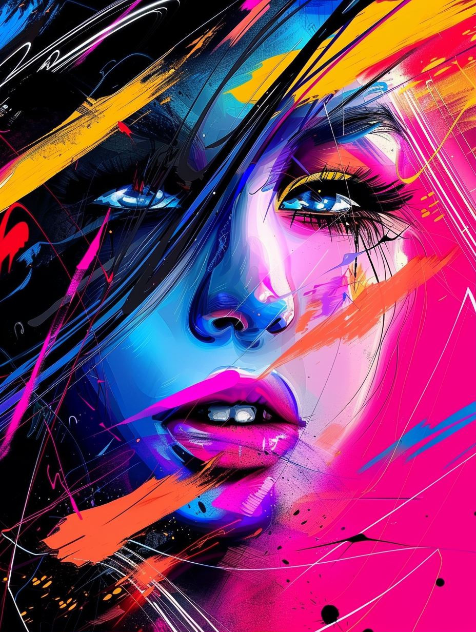 Neon Prism Portrait Explosion