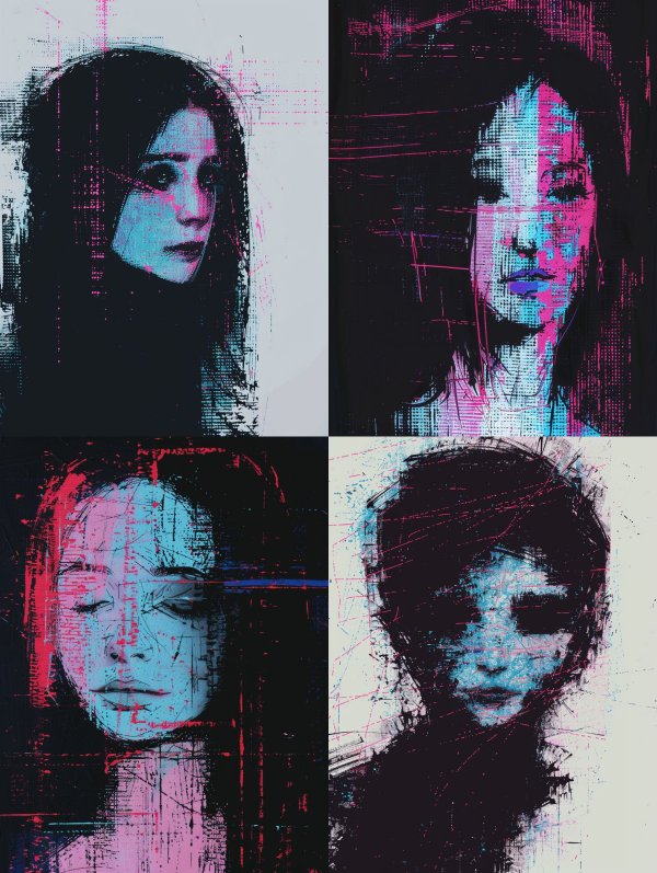 Digital Glitch Portraits of a Woman