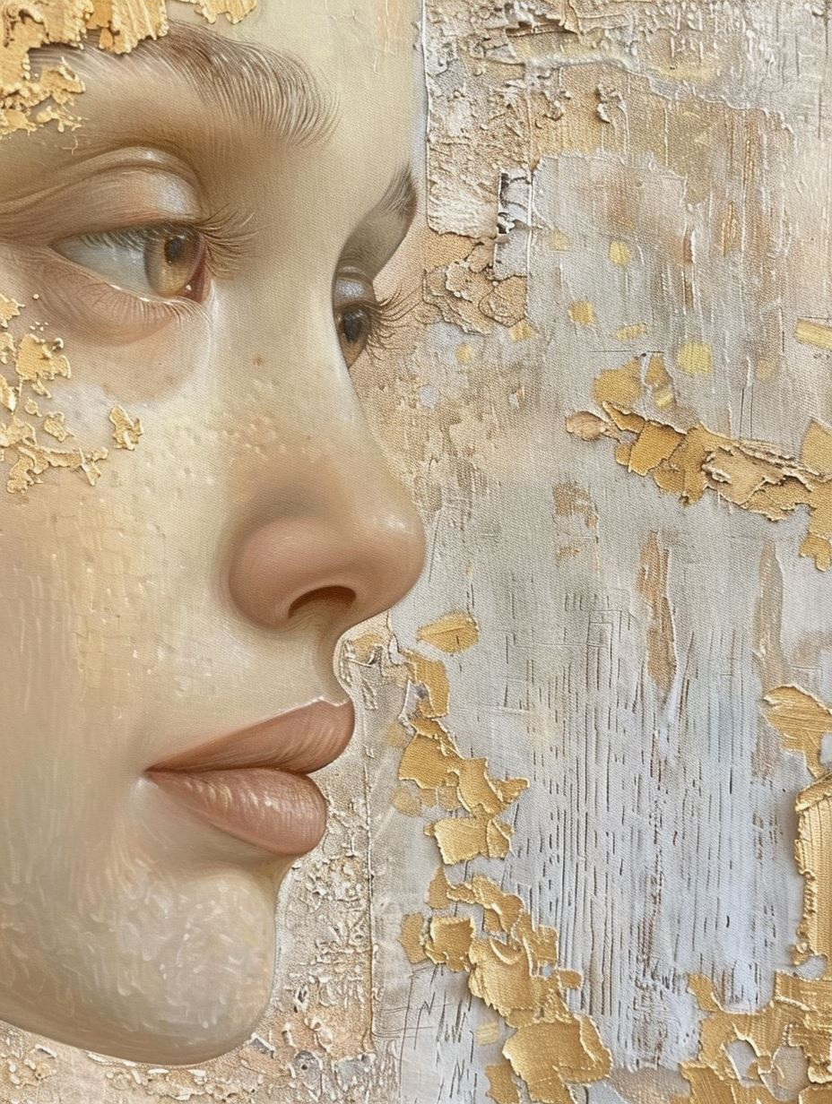 Ethereal Gilded Texture Portrait - Image 3