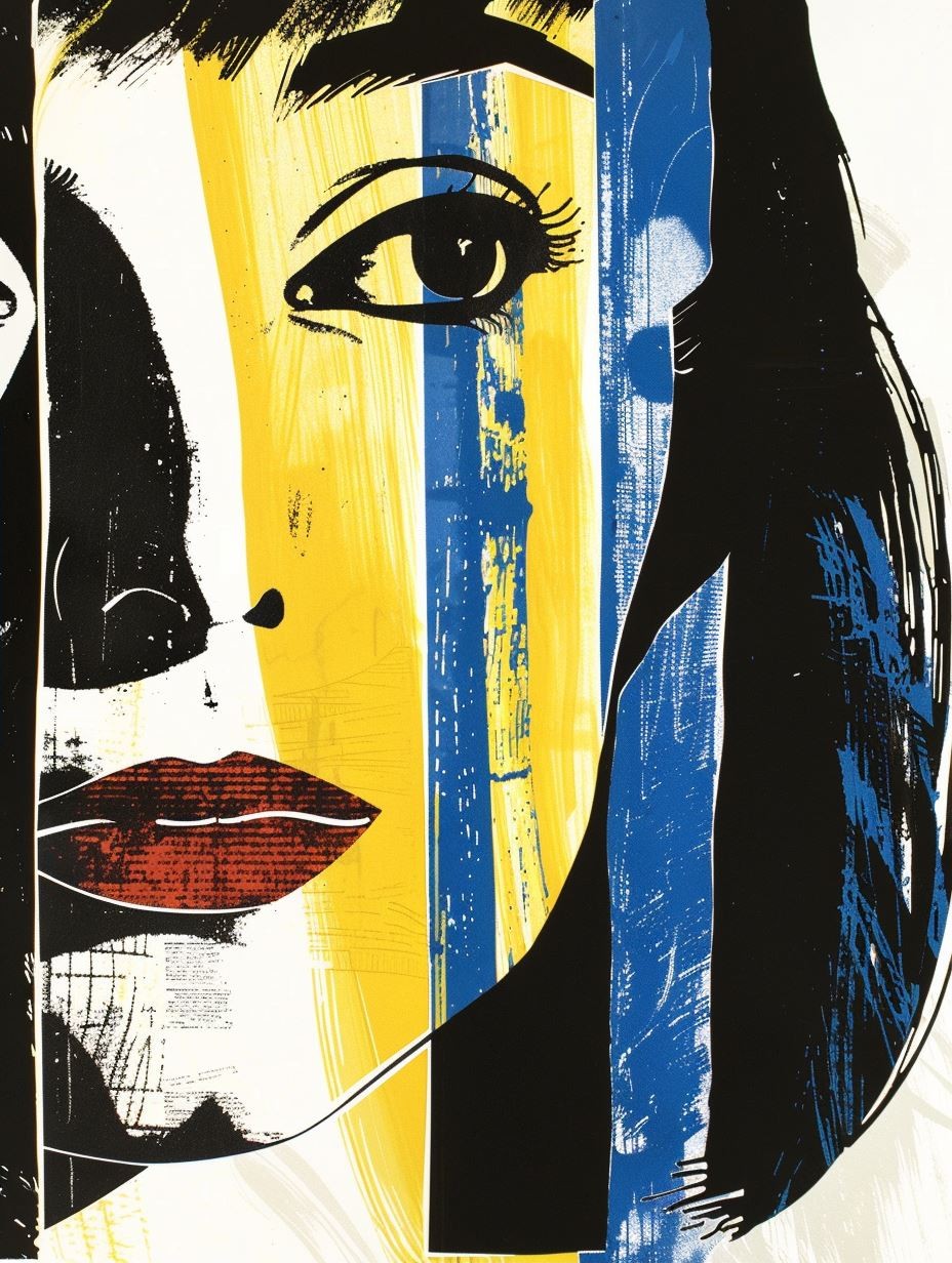 Abstract Cobalt and Ochre Portrait - Image 2