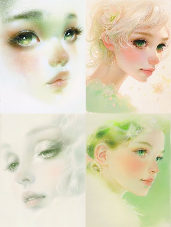 Ethereal Green-Eyed Maiden Portraits