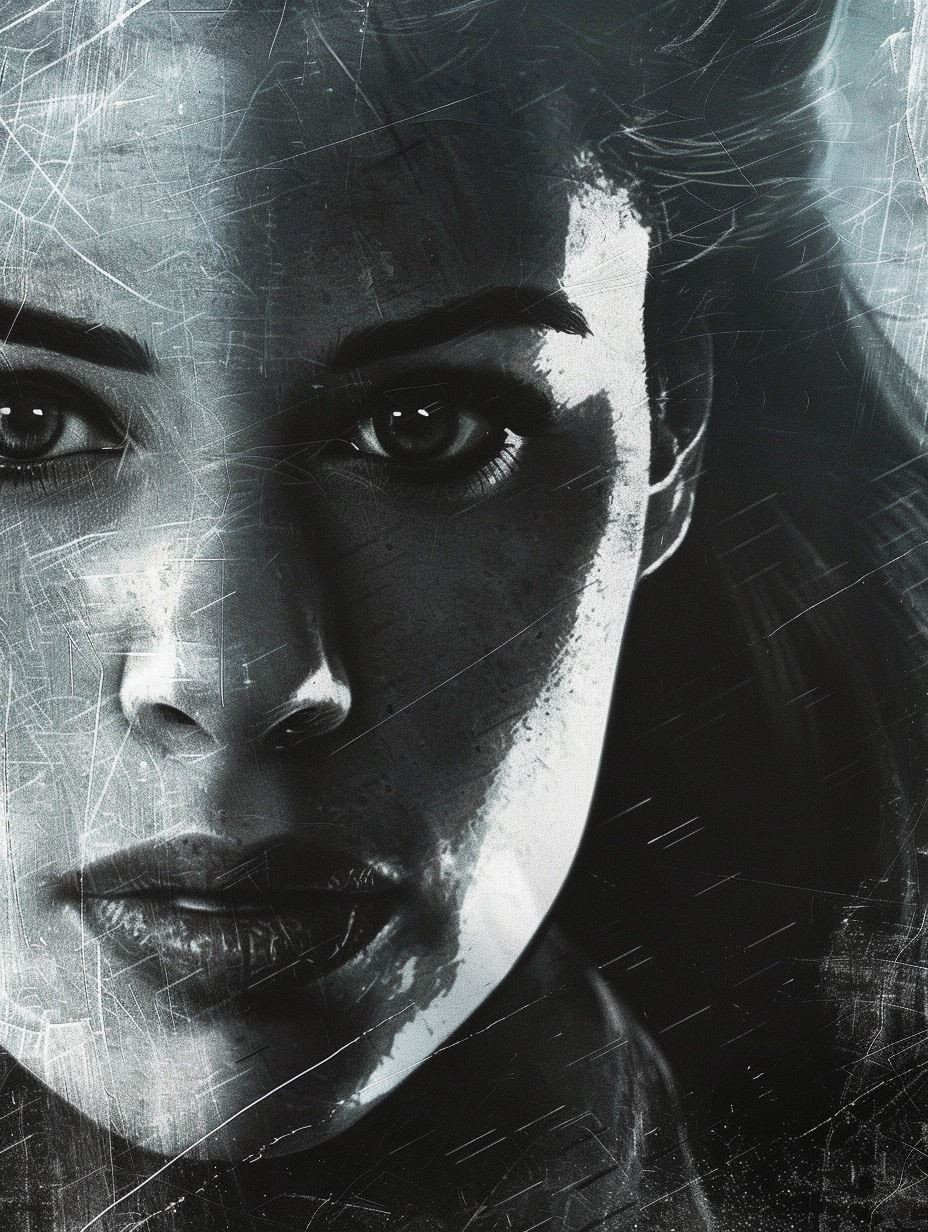 Scratched Noir Portrait - Image 1