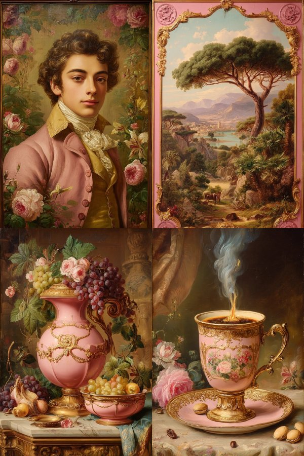 Rococo Elegance: A Four-Part Artistic Study