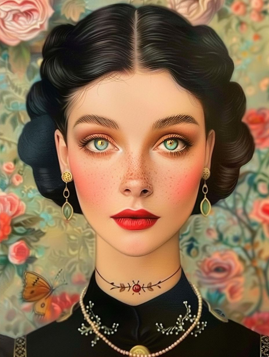 Vintage Floral Portraiture Elegance - Image 2