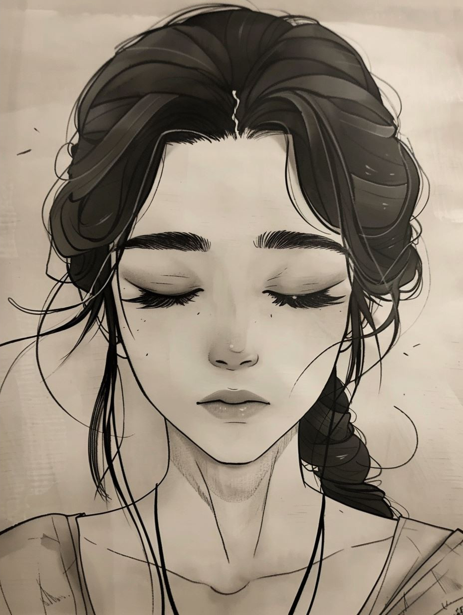 Melancholic Ink Wash Portraits - Image 4