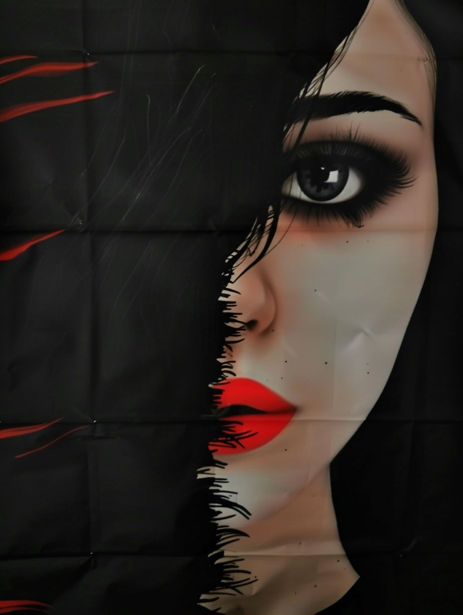 Mysterious Shadows and Crimson Lips - Image 1
