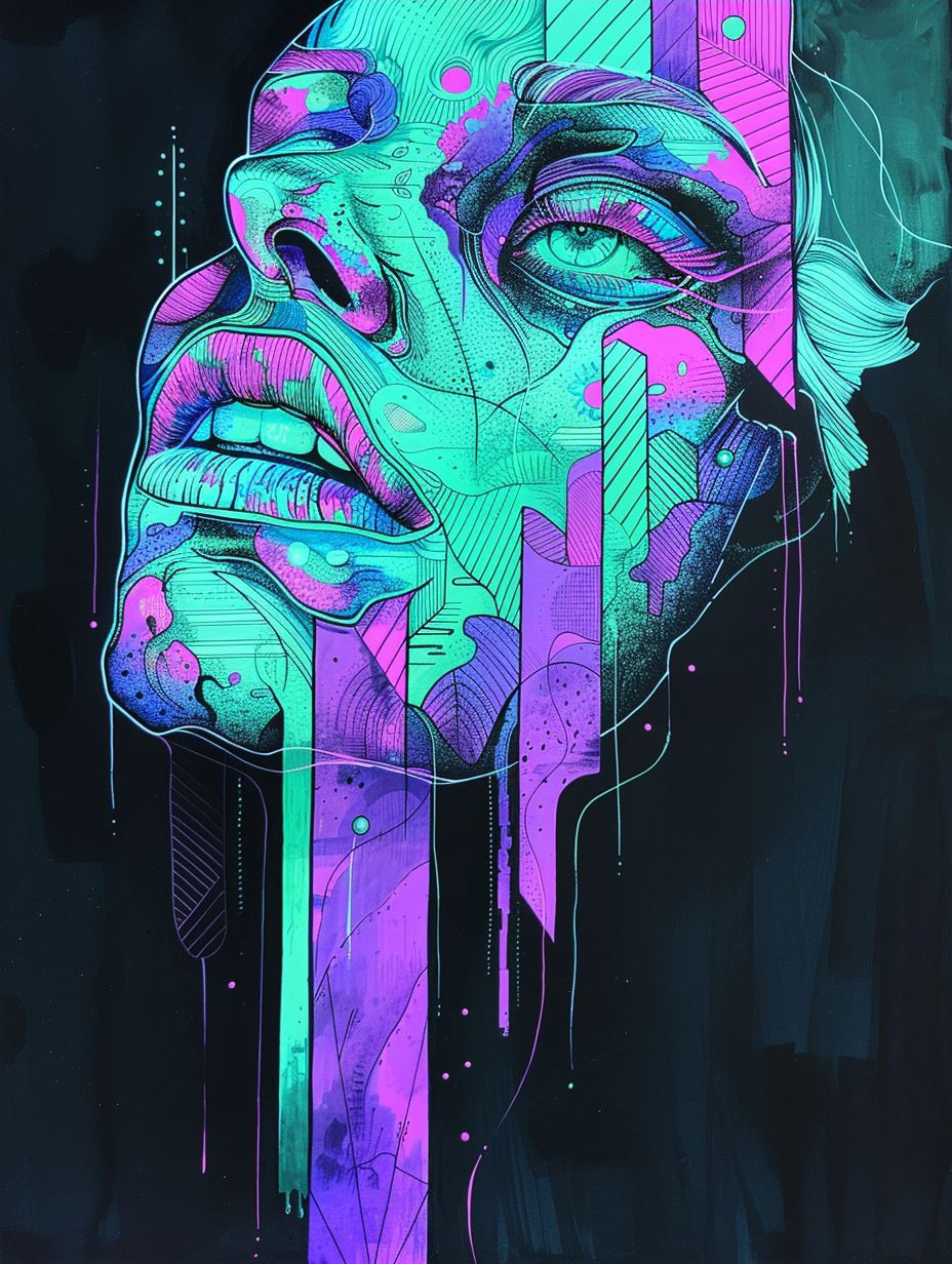 Neon Dreams: Surreal Digital Portraits - Image 4