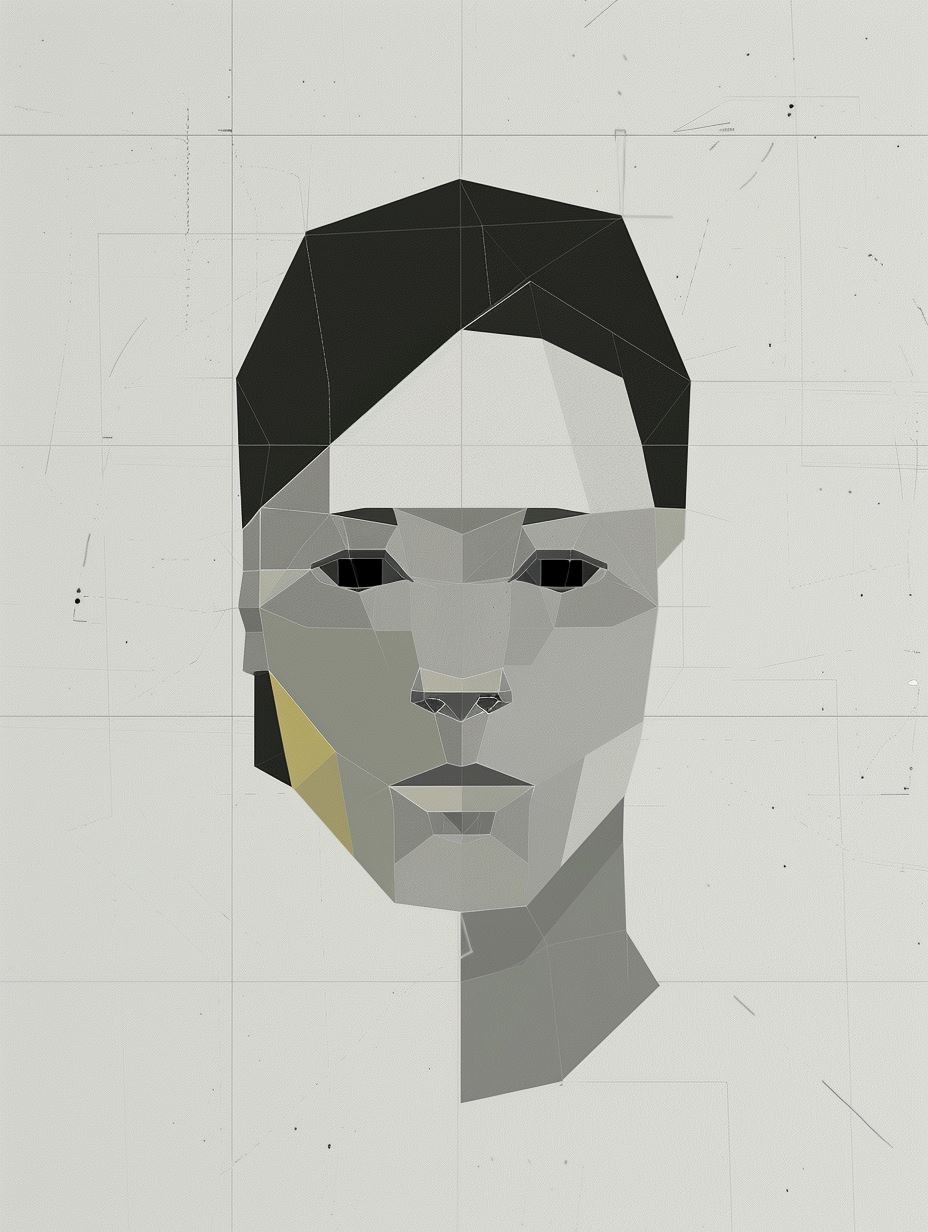 Geometric Monochromatic Digital Portrait - Image 1