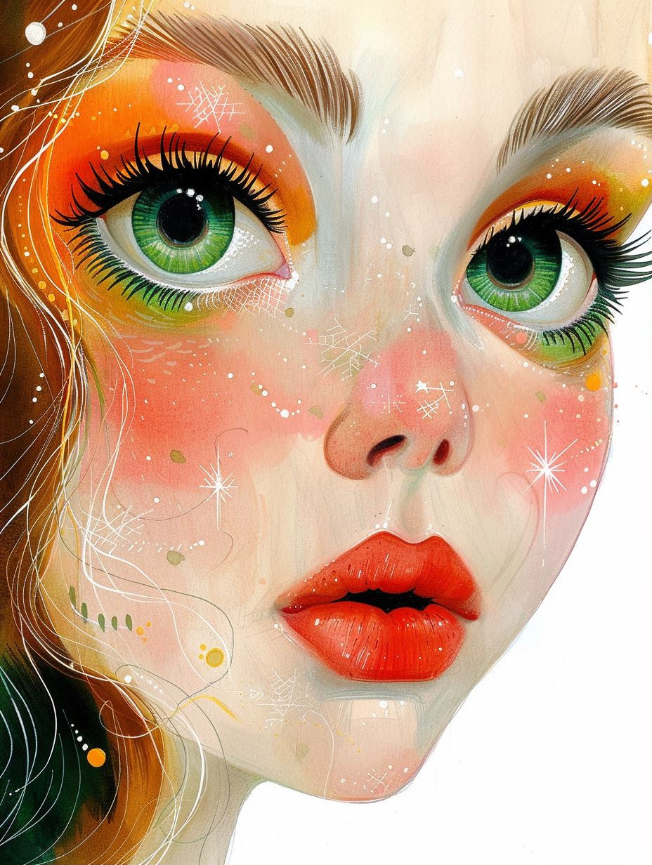 Ethereal Gaze in Vibrant Hues - Image 1