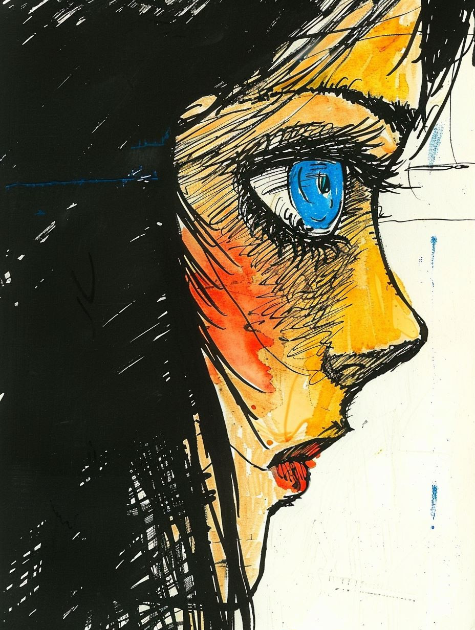 Fragmented Gaze of Blue Eyes - Image 1