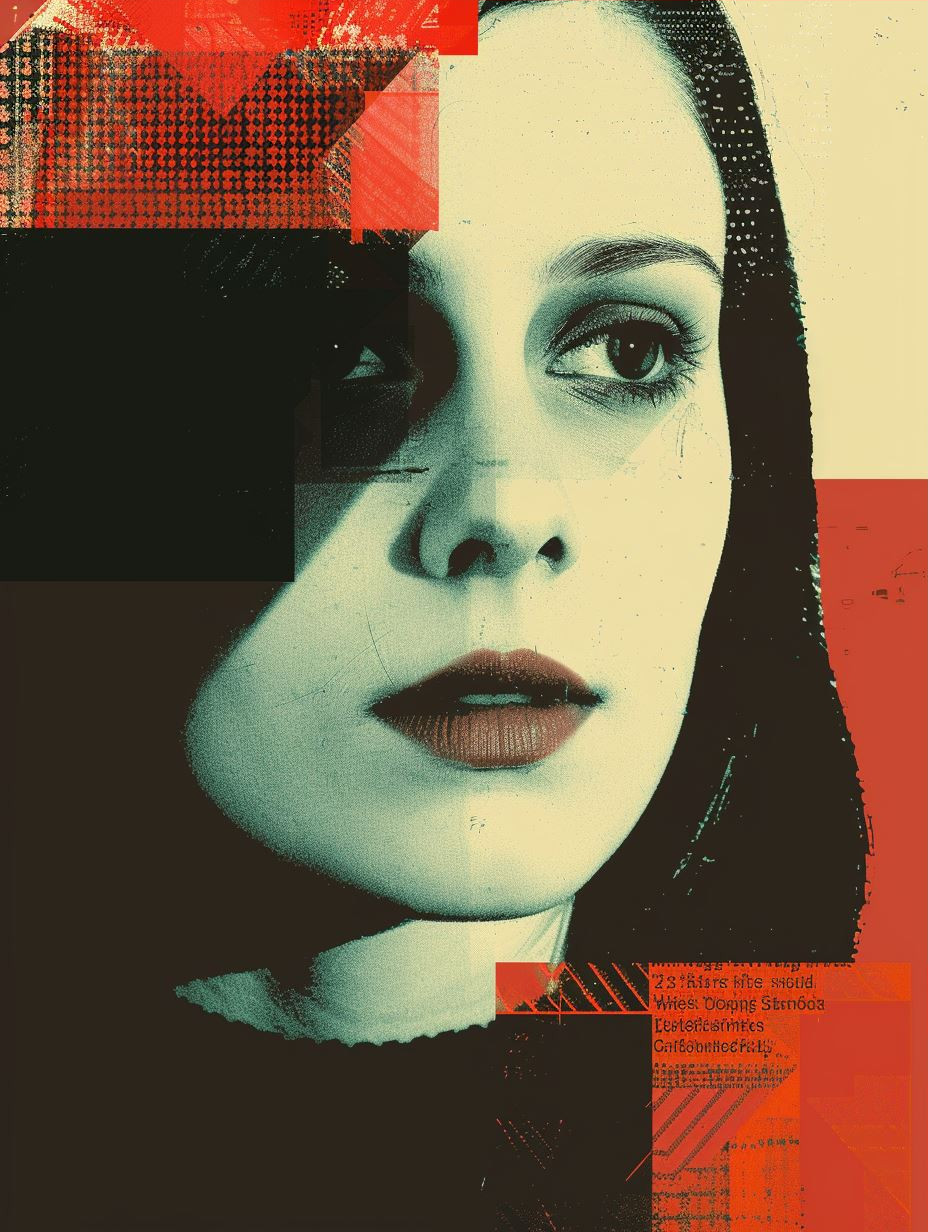 Fragmented Crimson Digital Portrait - Image 3