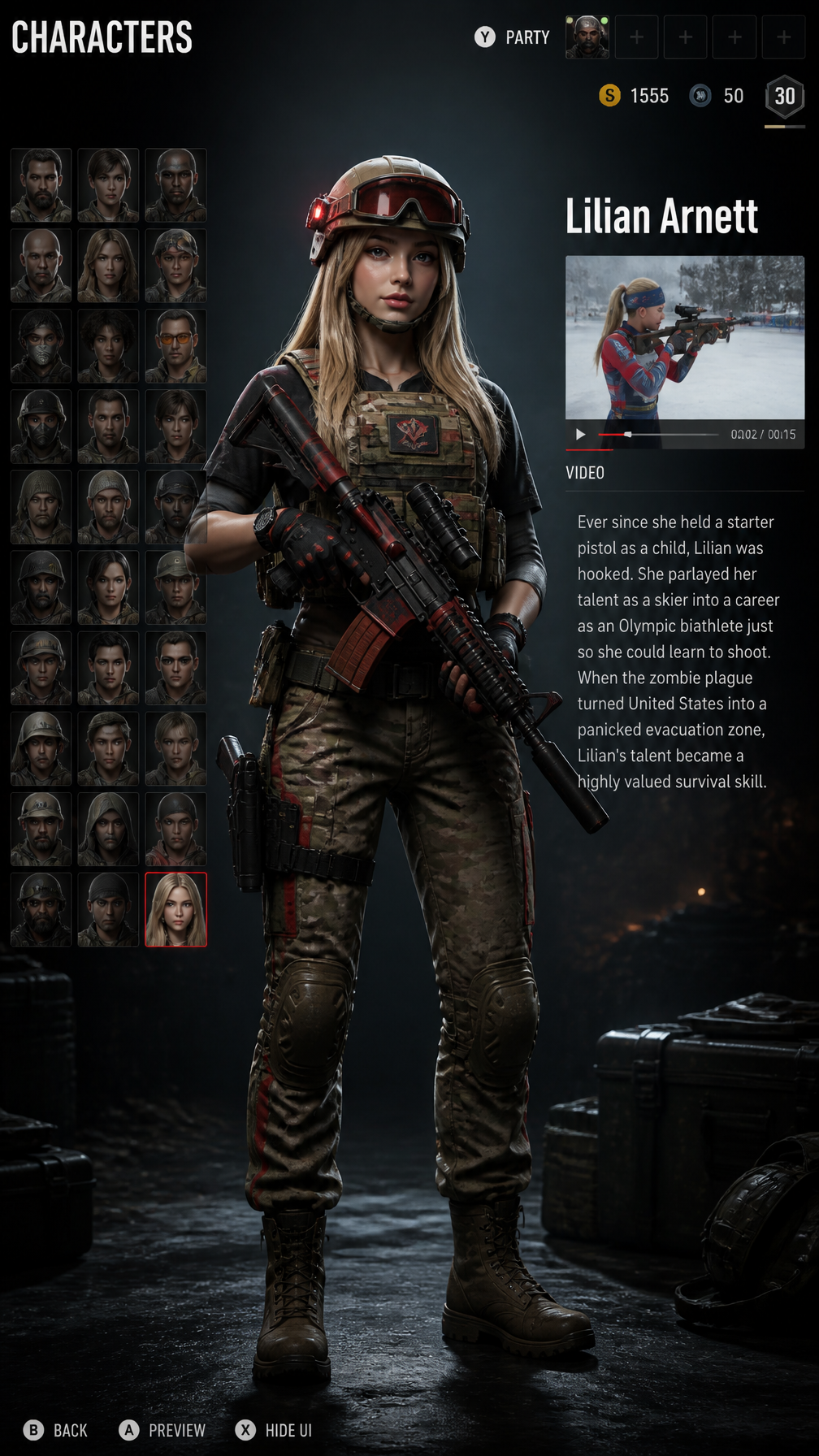 Military Game Character Selection Menu - Lilian Arnett