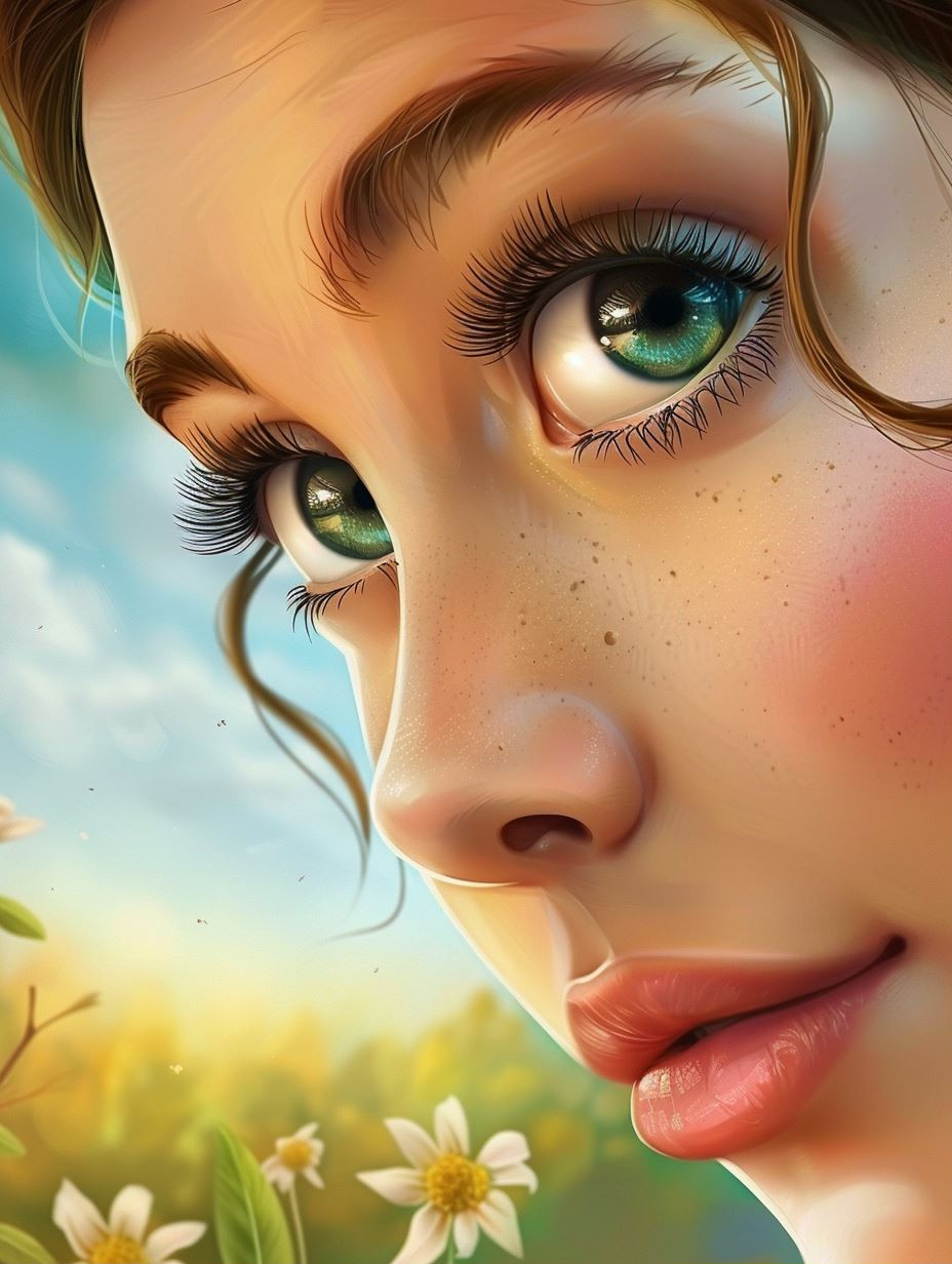 Ethereal Gaze in Summer Bloom - Image 1