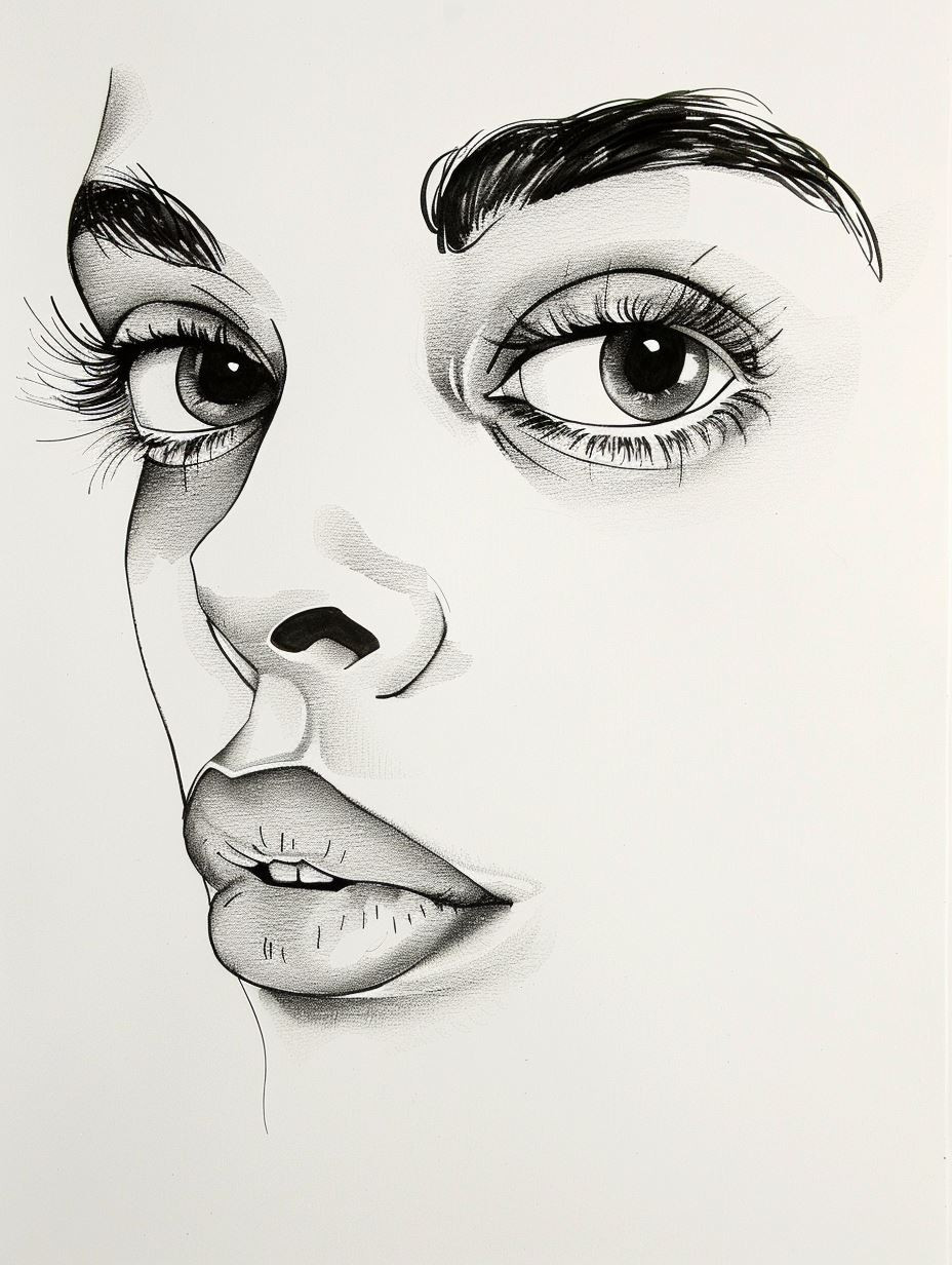 Ethereal Gaze: Charcoal Portrait Studies - Image 3