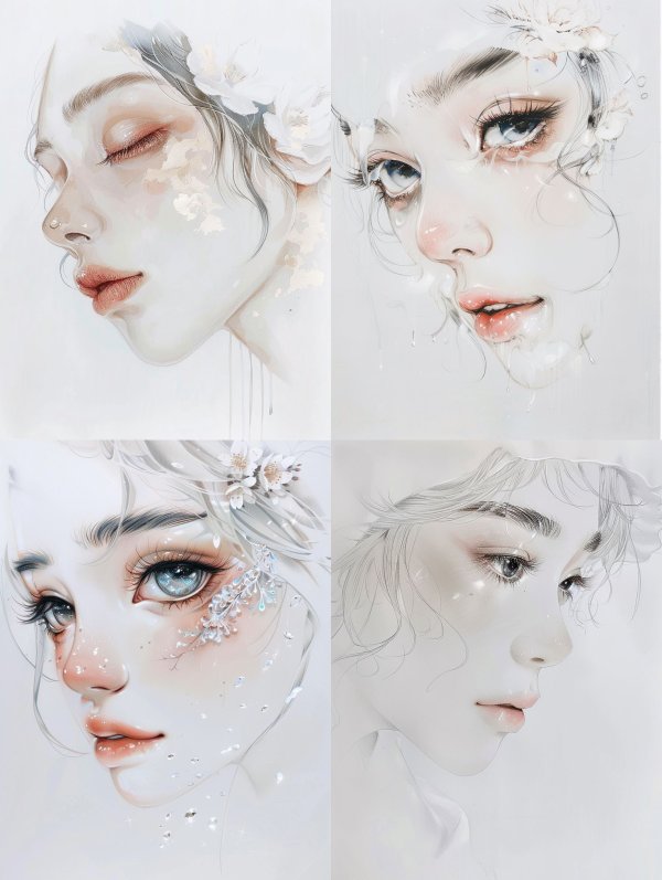 Ethereal Bloom Watercolor Portrait