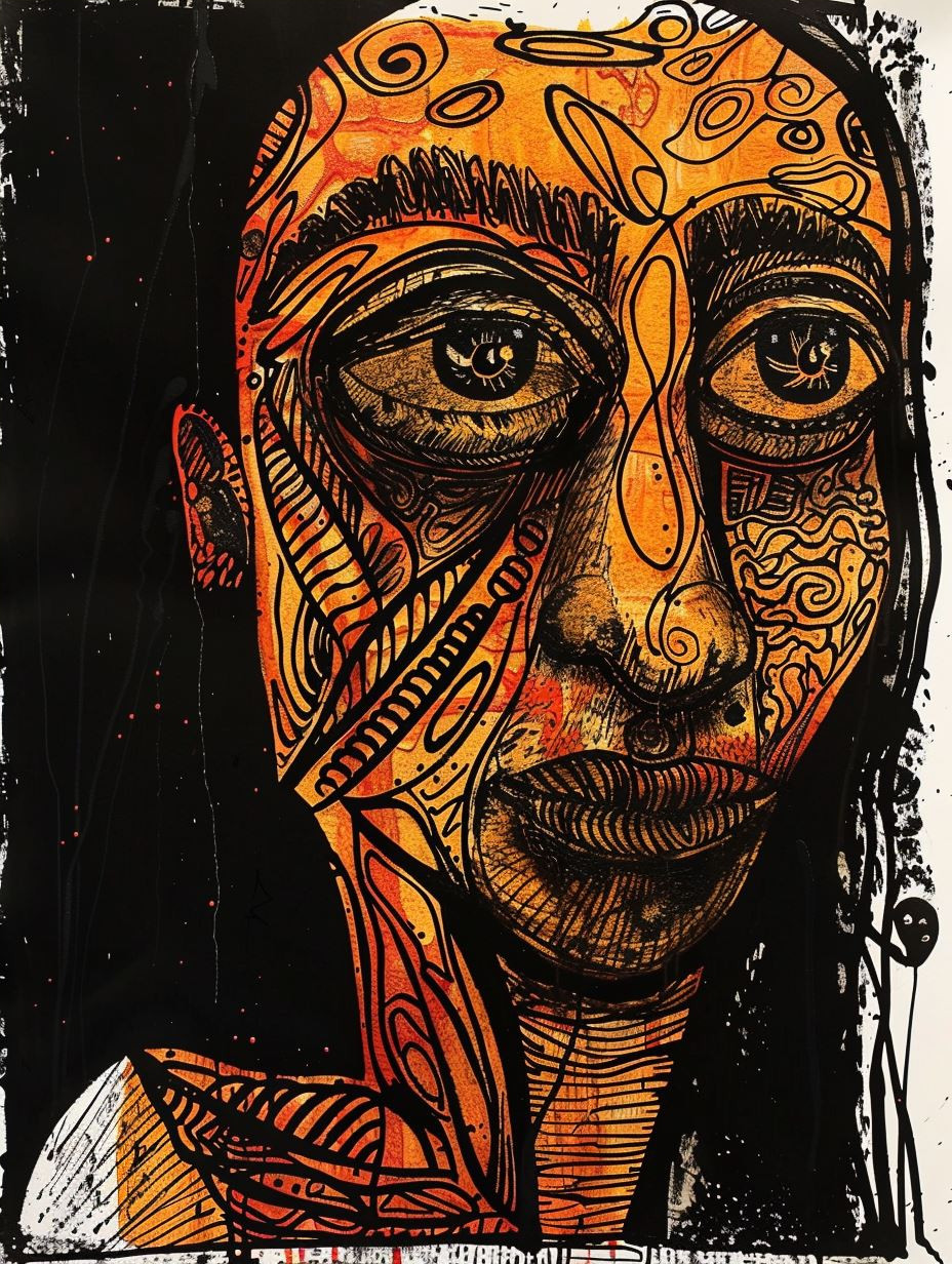 Abstract Golden Tribal Portrait - Image 4