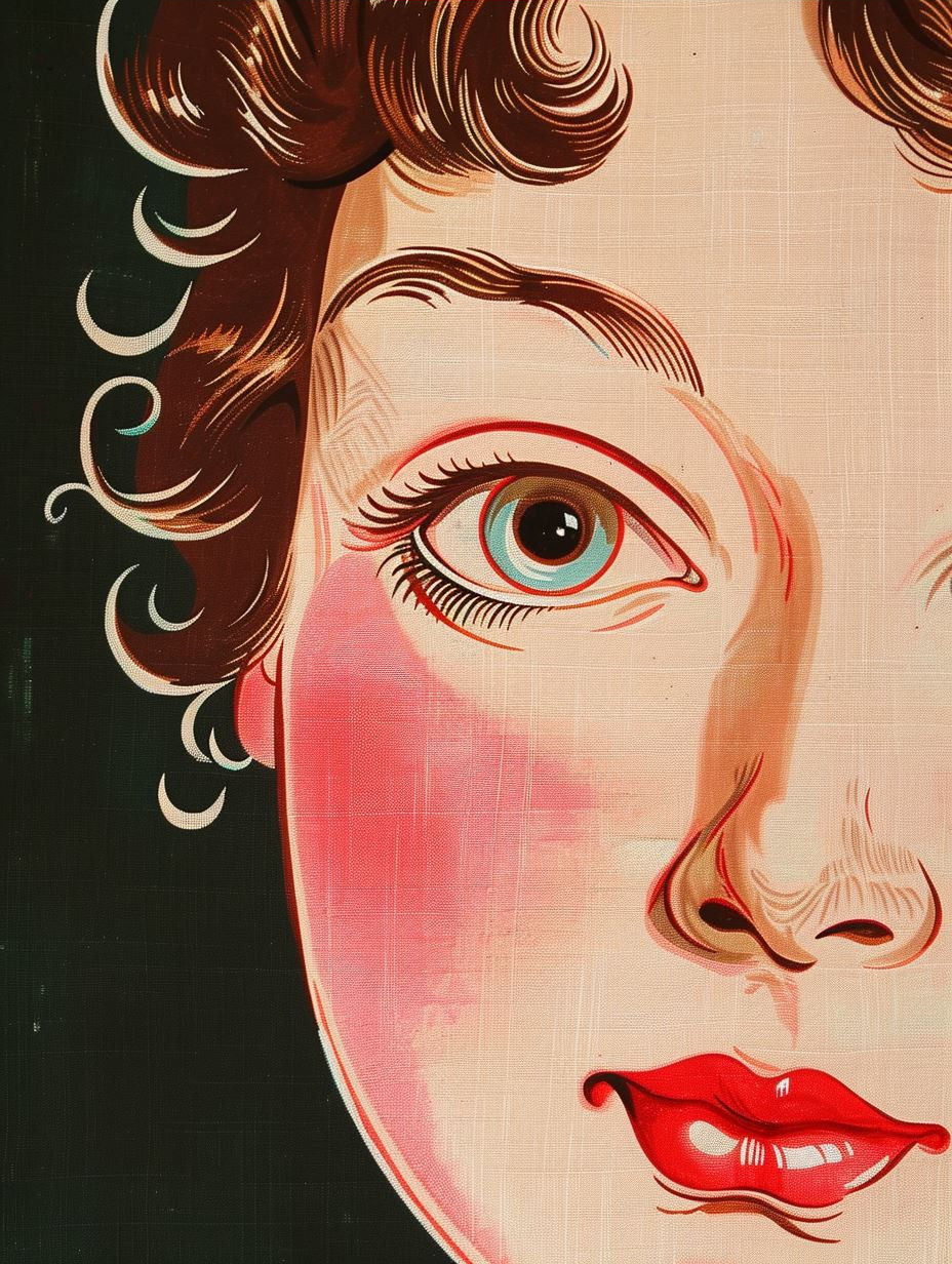 Vintage Pop Art Floral Portrait - Image 4