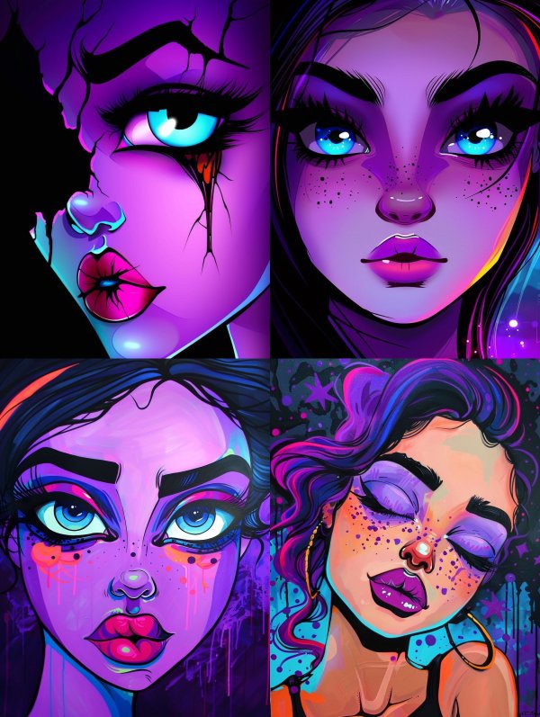 Neon Violet Cyberpunk Portraits