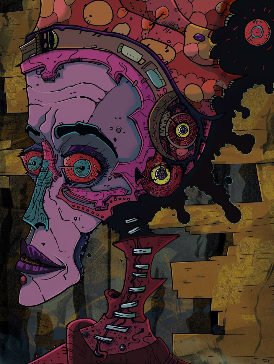 Surrealist Gaze in Crimson Hues - Image 4