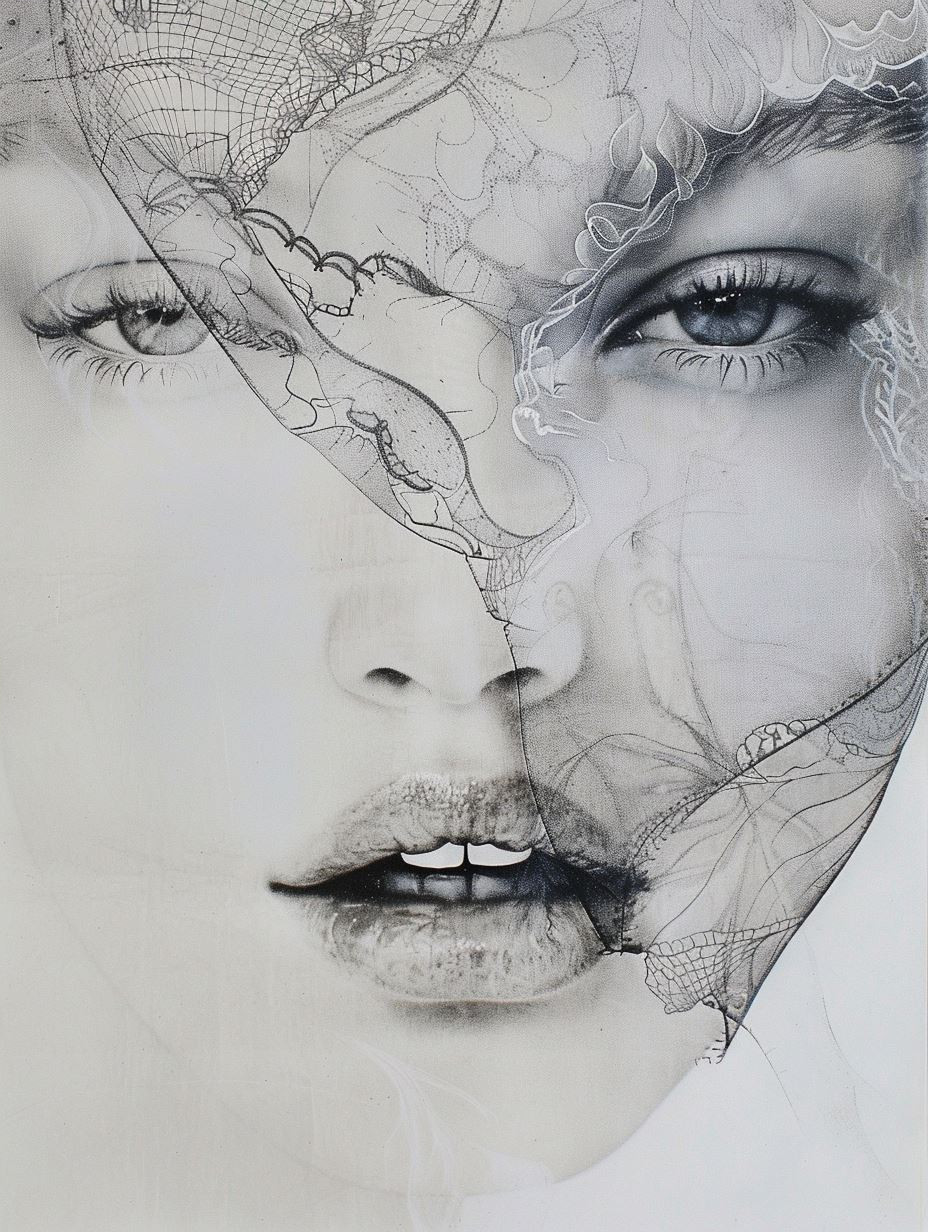 Ethereal Lace and Porcelain Gaze - Image 4