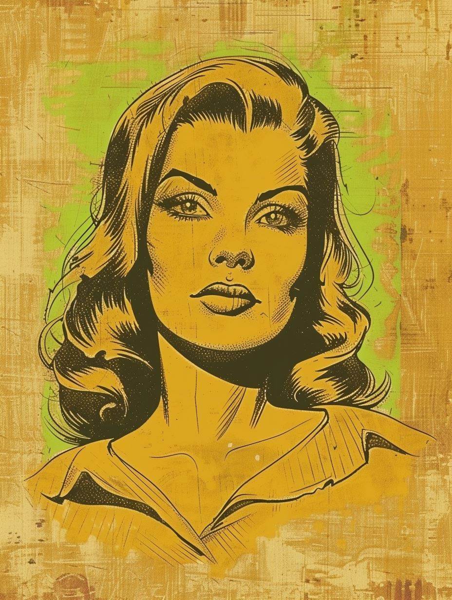 Vintage Pop Art Noir Portrait - Image 3