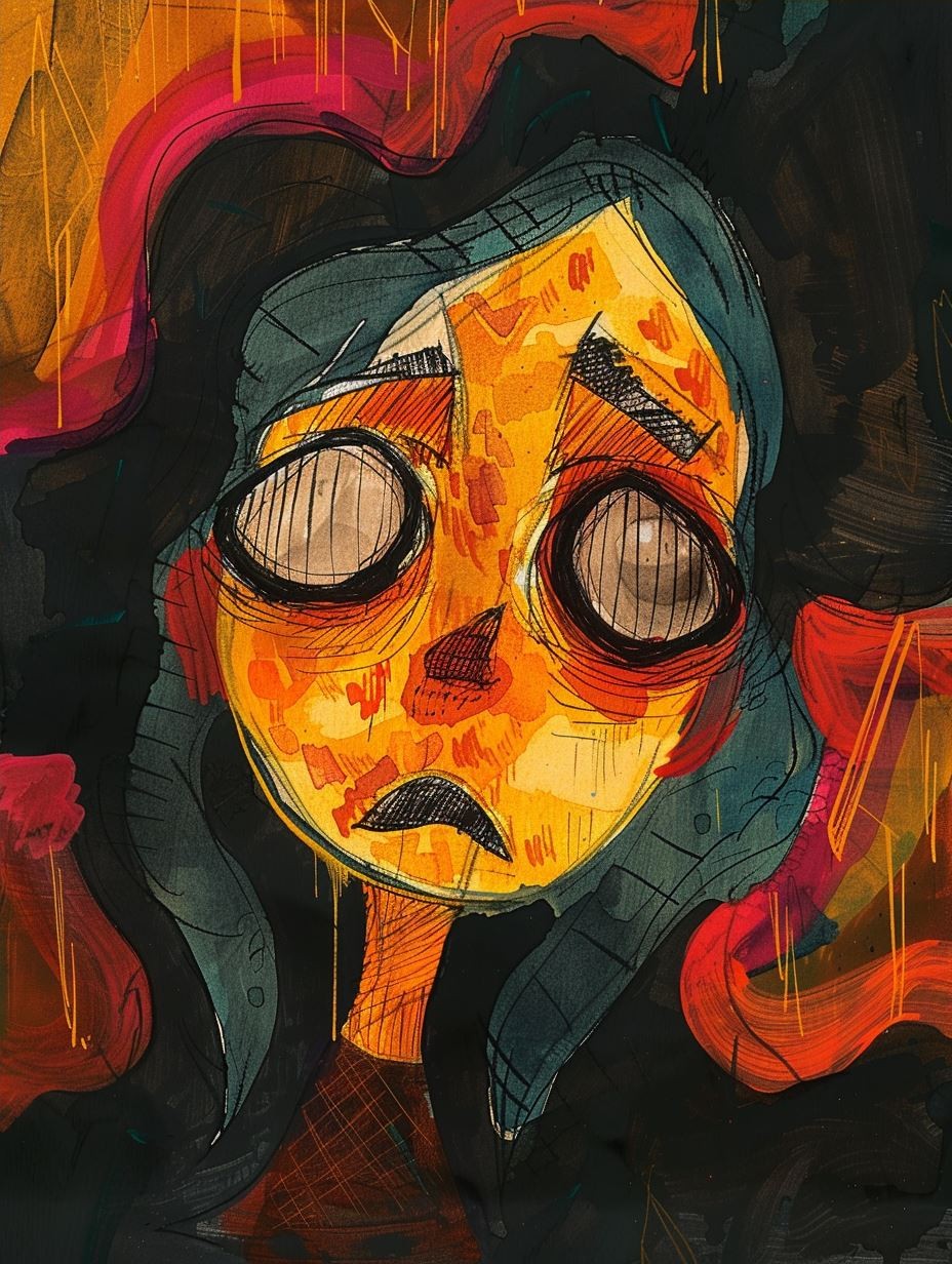 Melancholy Ink and Ochre Portrait - Image 4