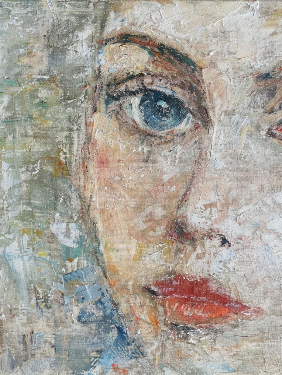 Textured Impressionist Portrait Study - Image 2