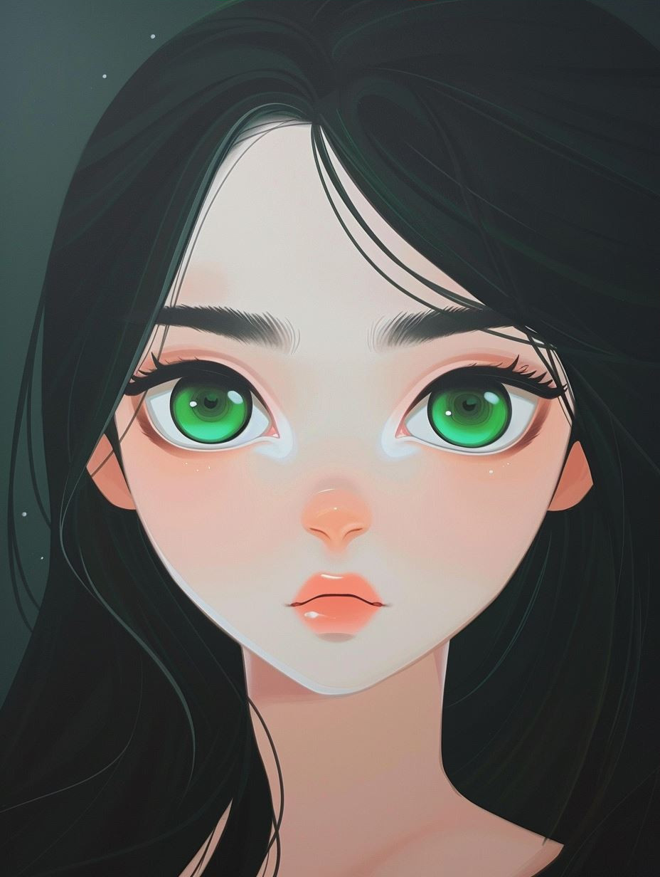 Emerald Gaze: Anime Girl Portraits - Image 3