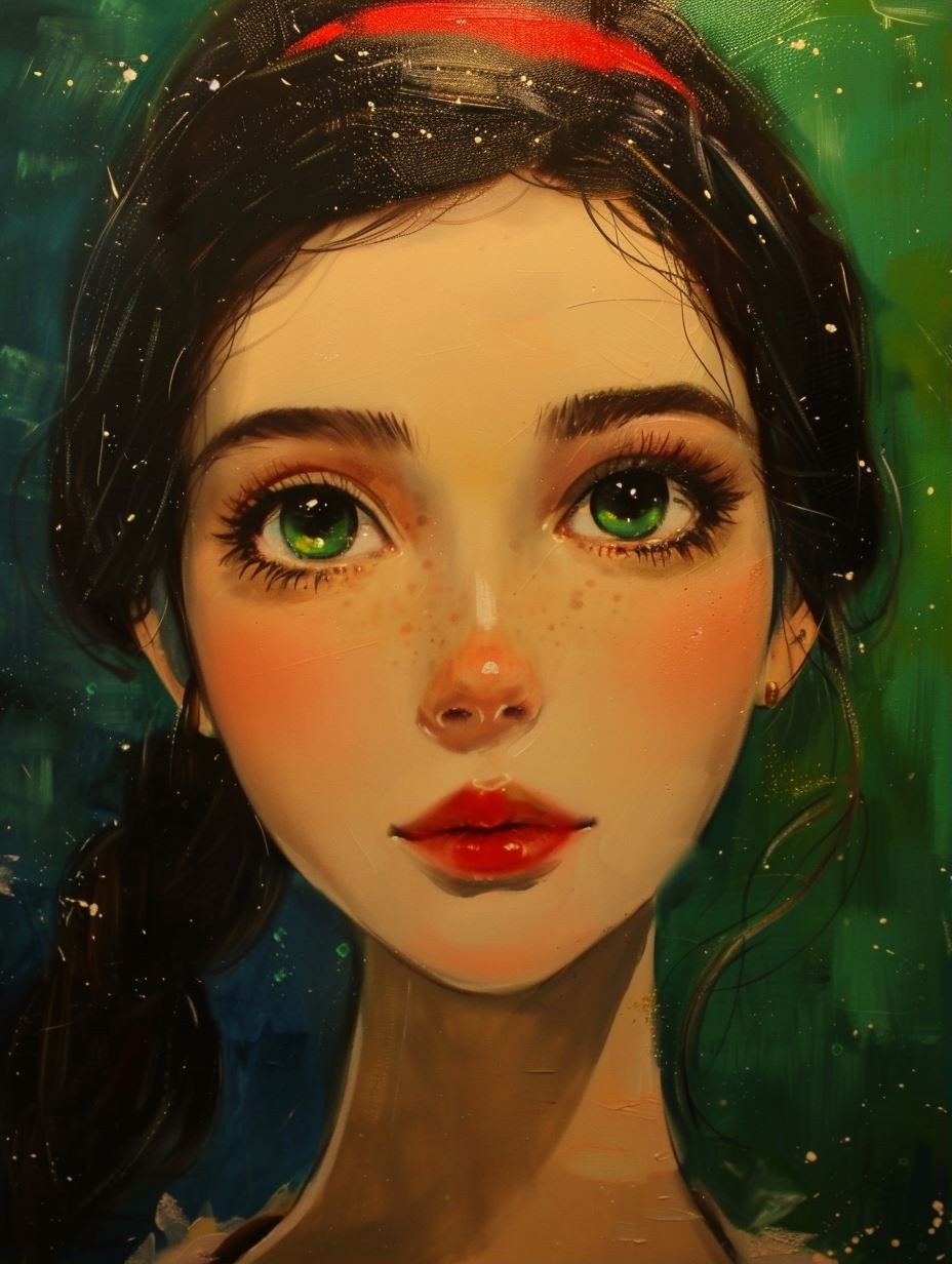 Ethereal Gaze in Emerald Hues - Image 1