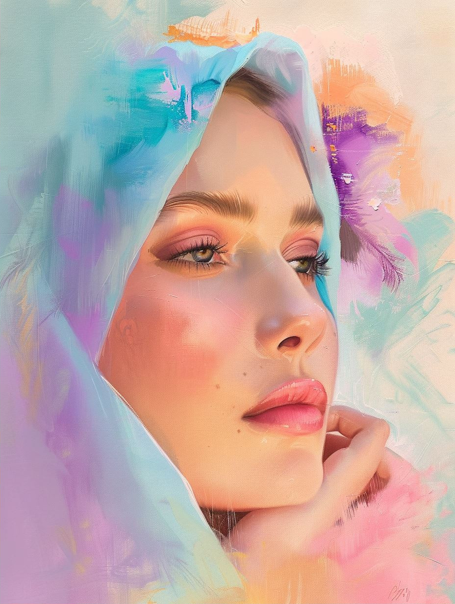 Ethereal Blooms: A Pastel Portrait Series - Image 2