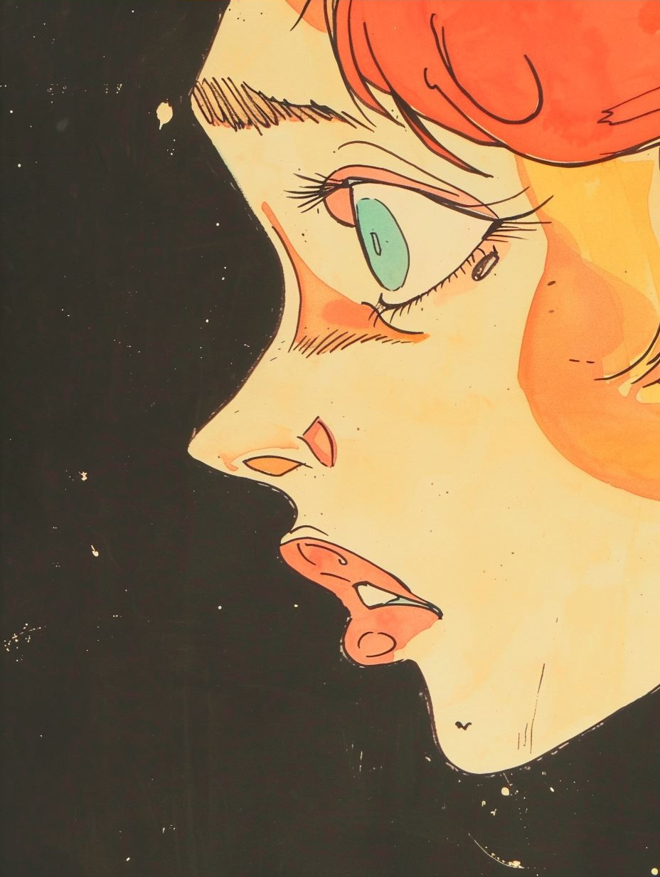 Vintage Anime Watercolor Portraits - Image 3
