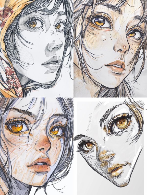 Ethereal Ink and Amber Gaze