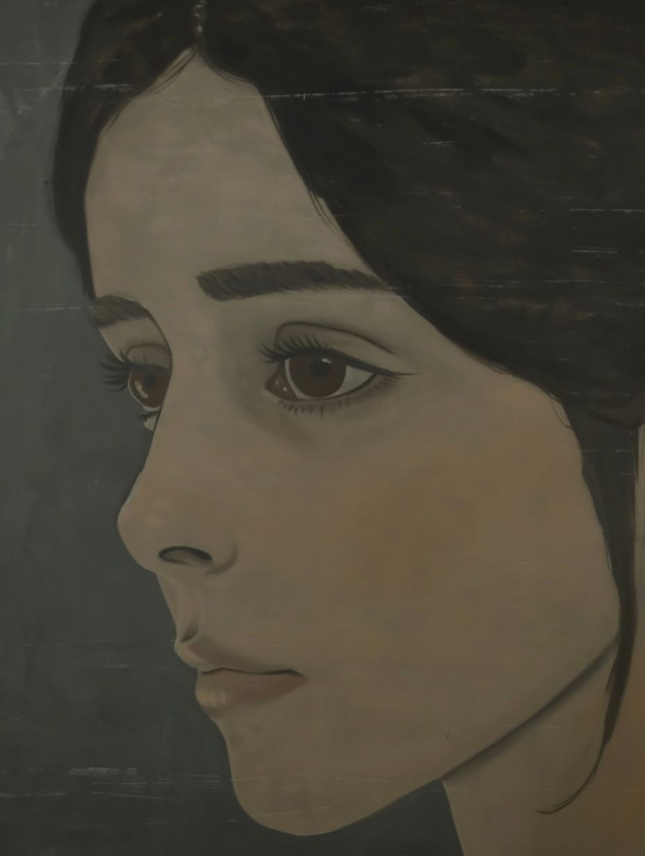 Melancholic Ink Wash Portrait - Image 4