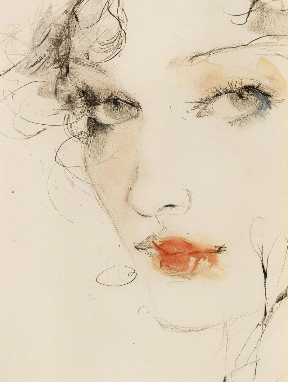 Whispers of Elegance: Four Feminine Sketches - Image 4