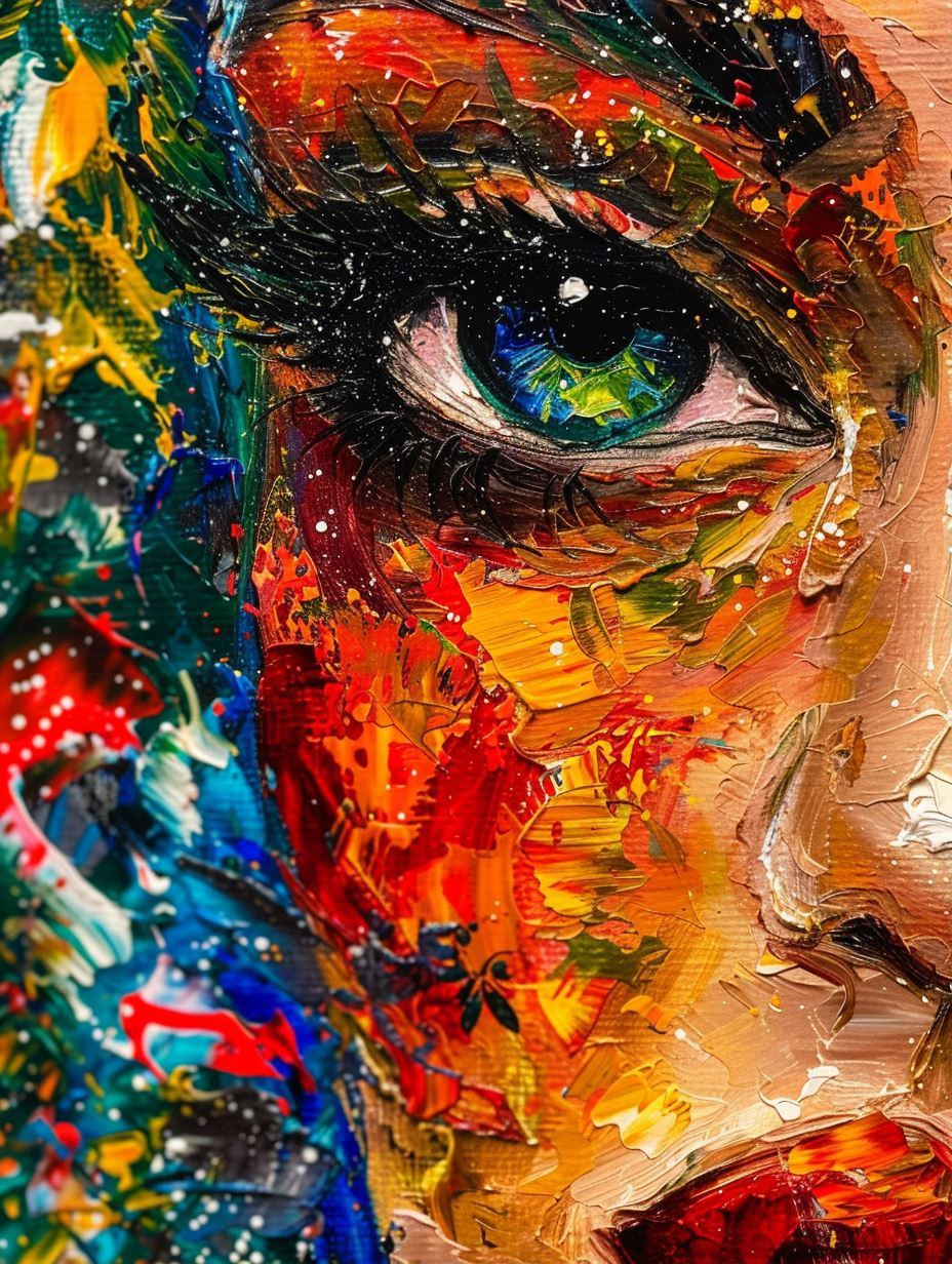 Vibrant Impasto Portrait Gaze - Image 1