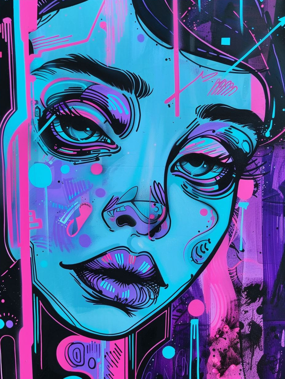 Neon Dreams: Psychedelic Portrait Series - Image 4
