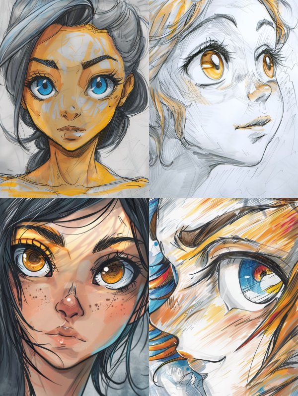 Ethereal Azure Gaze Sketch