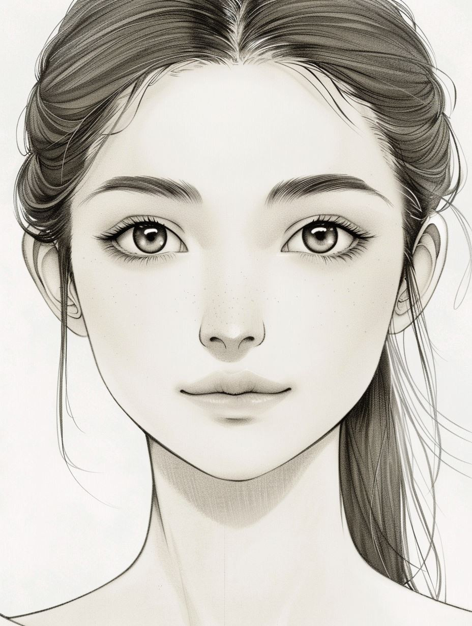 Ethereal Gaze: A Study in Pencil Portraits - Image 1