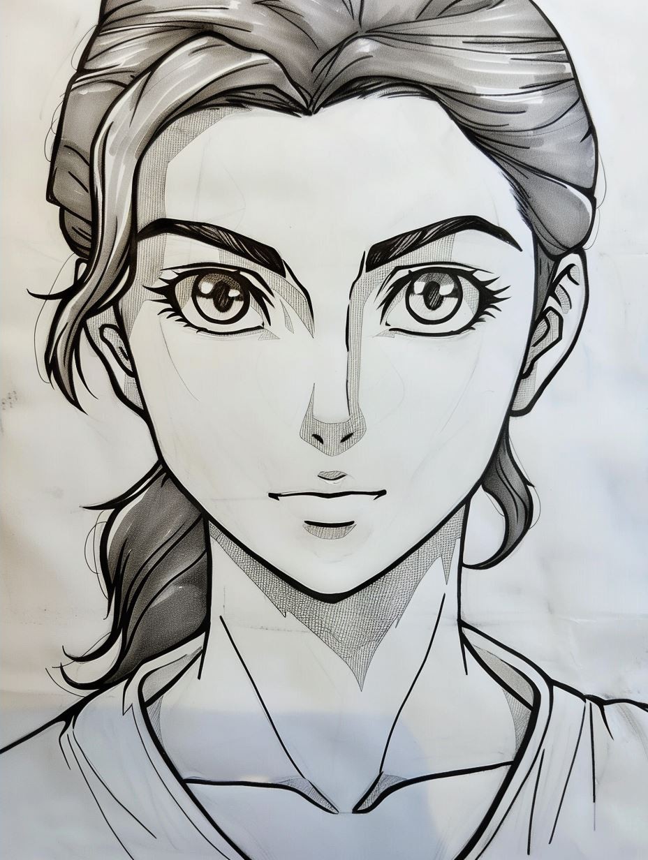 Monochrome Manga Portrait Study - Image 4