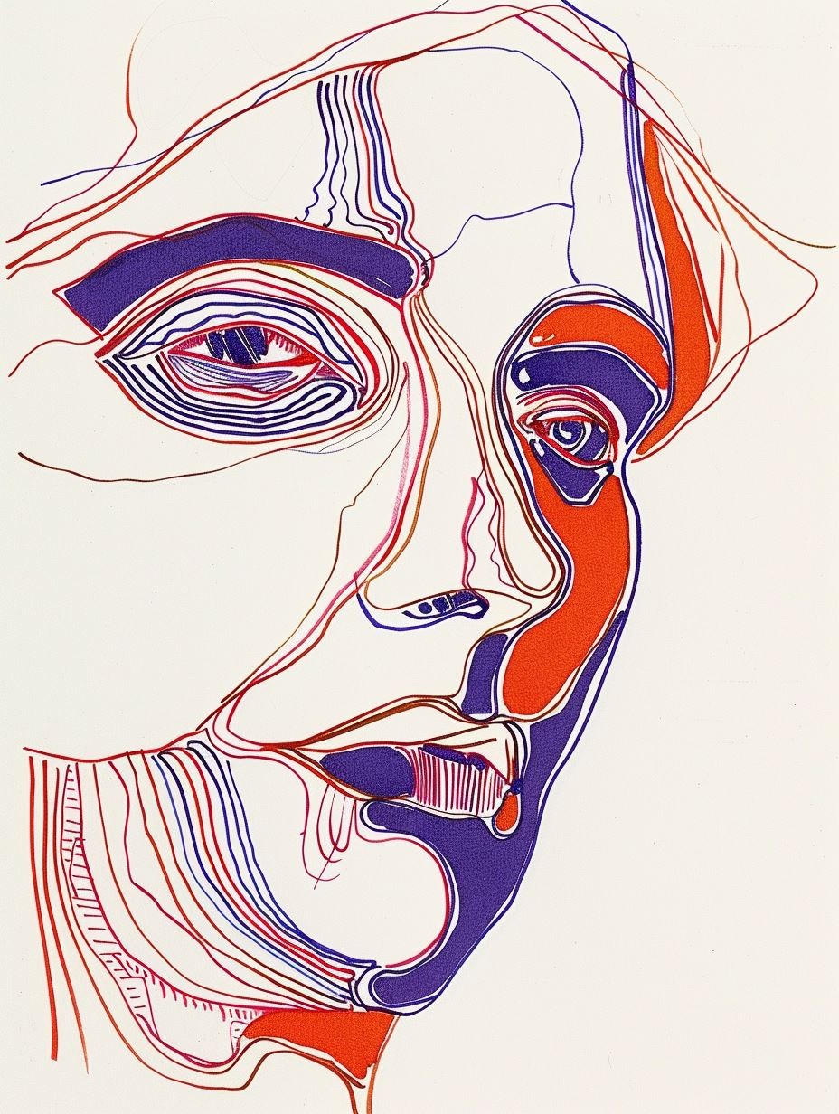 Vibrant Linear Contour Portrait - Image 4