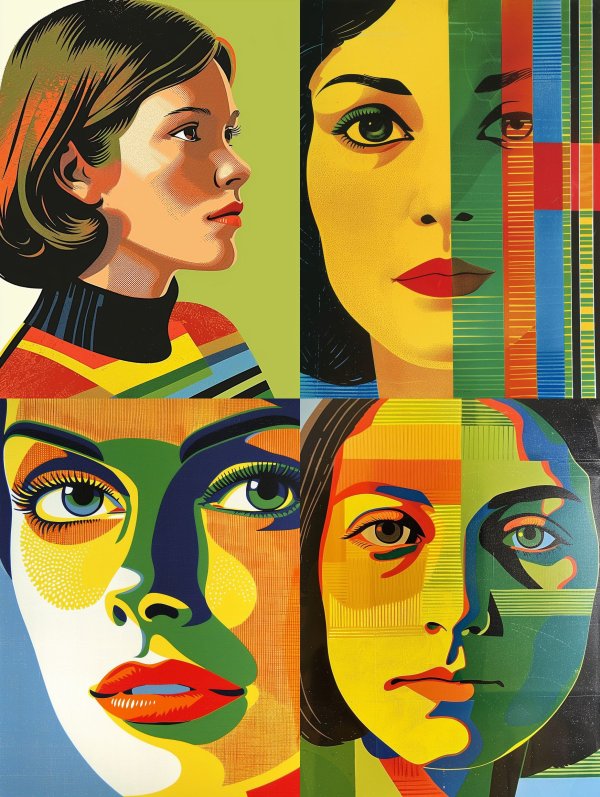 Vibrant Geometric Pop Art Portraits
