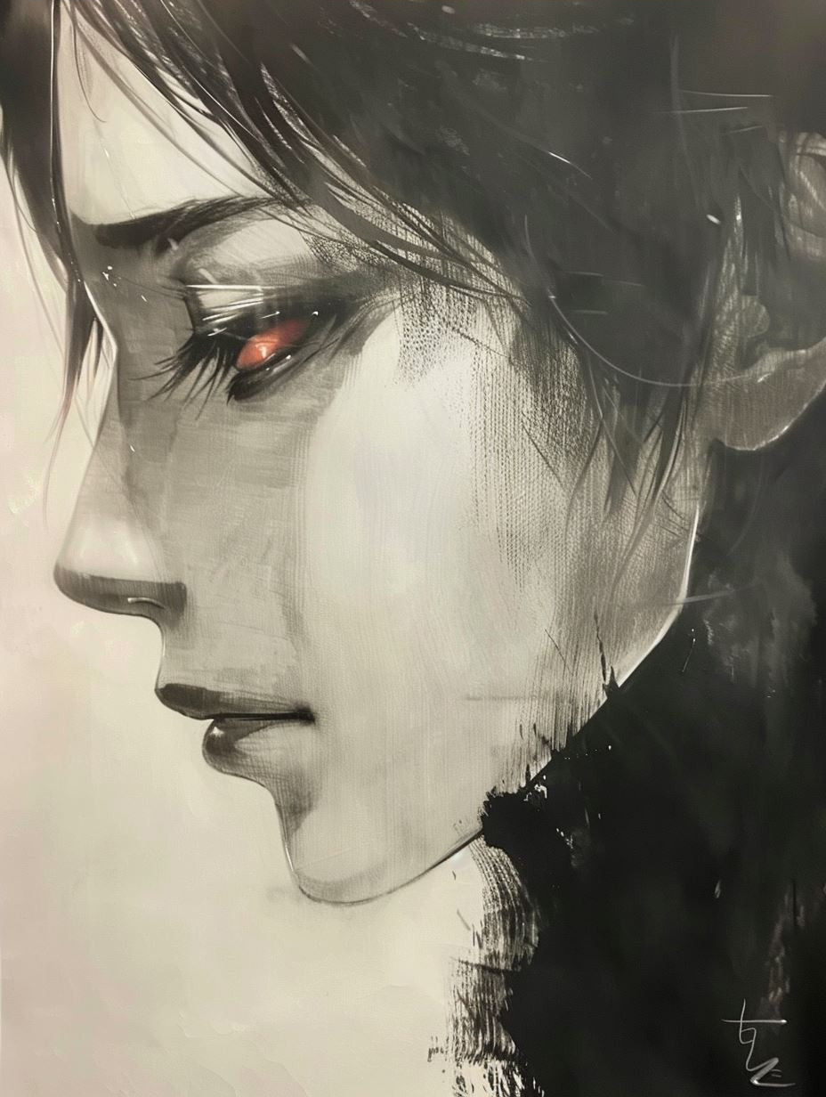 Shadows of Elegance: Dark Anime Portraits - Image 4
