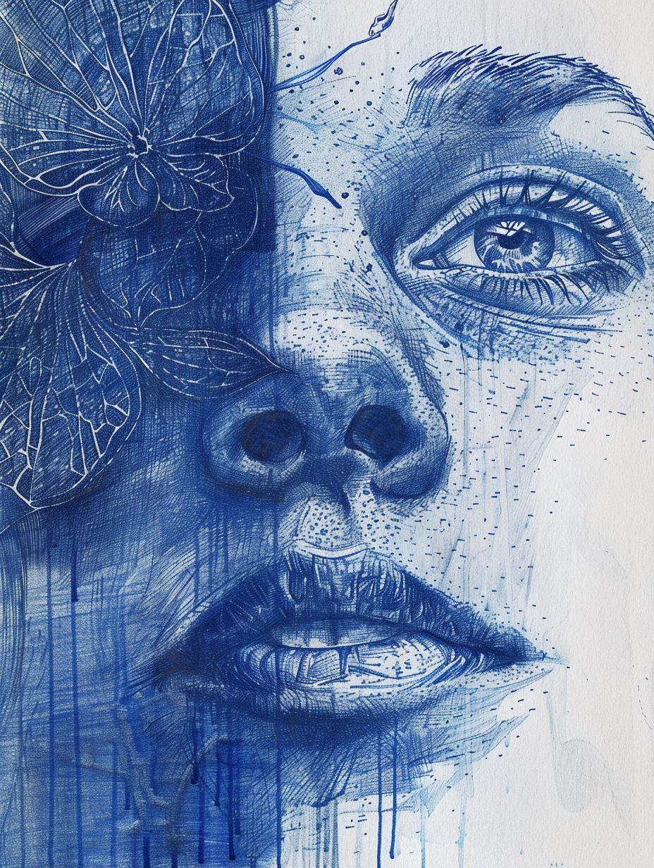 Surrealist Ink Portraits of Ethereal Women - Image 1