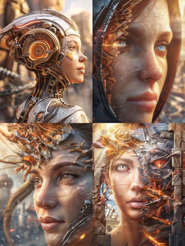 Futuristic Cybernetic Humanoid Portraits