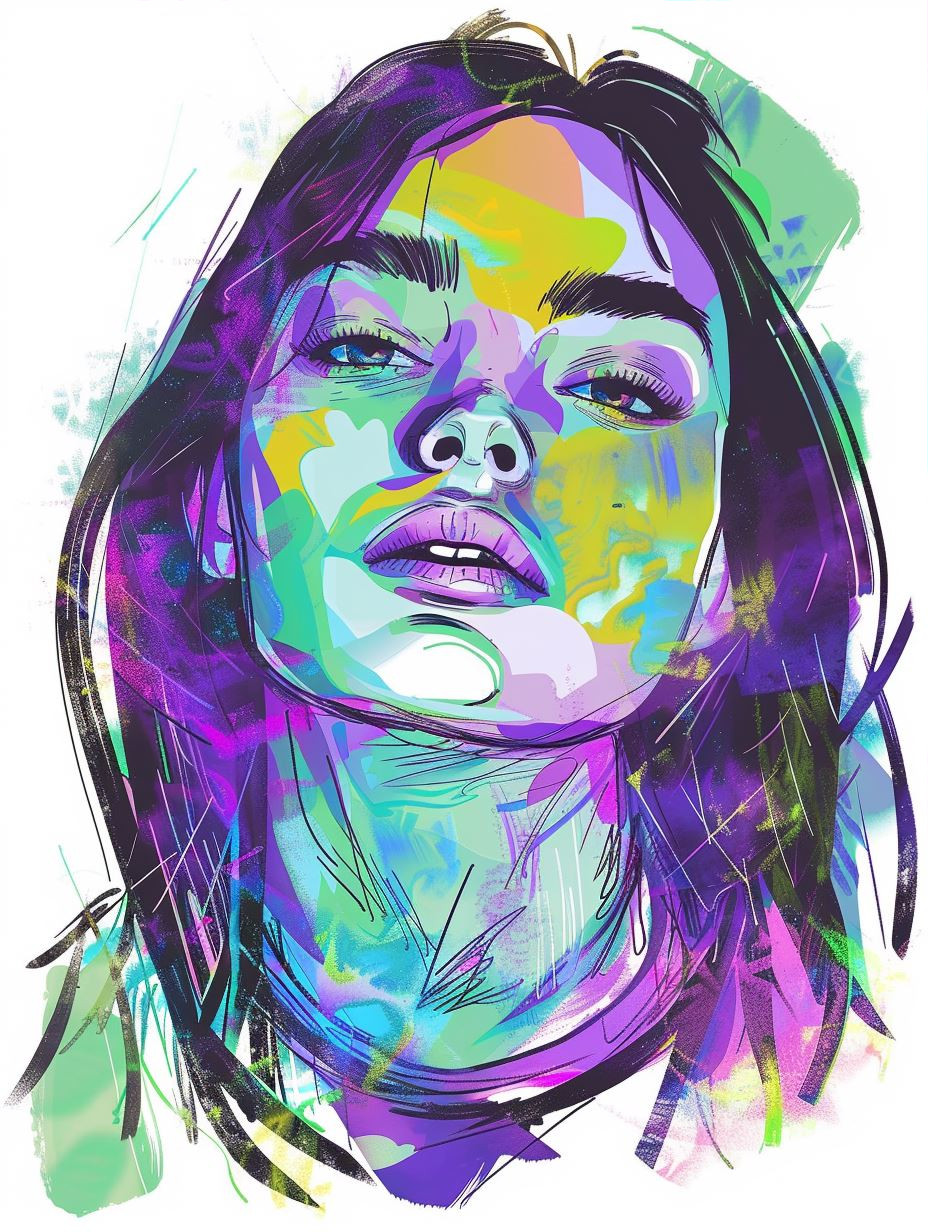 Prismatic Neon Portrait Study - Image 3